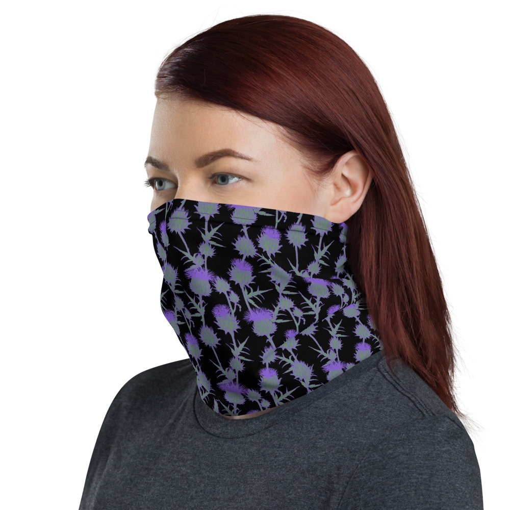 Scottish Thistle Face Mask Scottish Highlands Cloth Face Mask Thistle Face Shield Washable Face