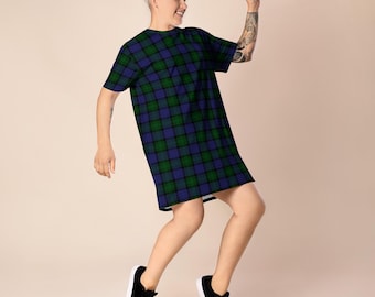 Black Watch T-shirtjurk met Schotse ruit | Blackwatch geruite T-shirtjurk | T-shirtjurk met Schotse Schotse ruit