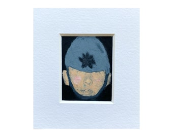 Petit Soldat - Mini Framed Original Oil Pastel Portrait Artwork