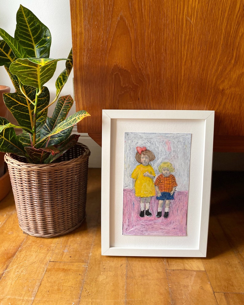 Les Enfants Sont Formidables Original Artwork Oil Pastel on Photo