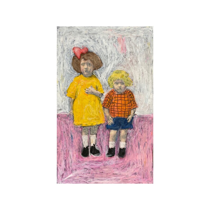 Les Enfants Sont Formidables Original Artwork Oil Pastel on Photo