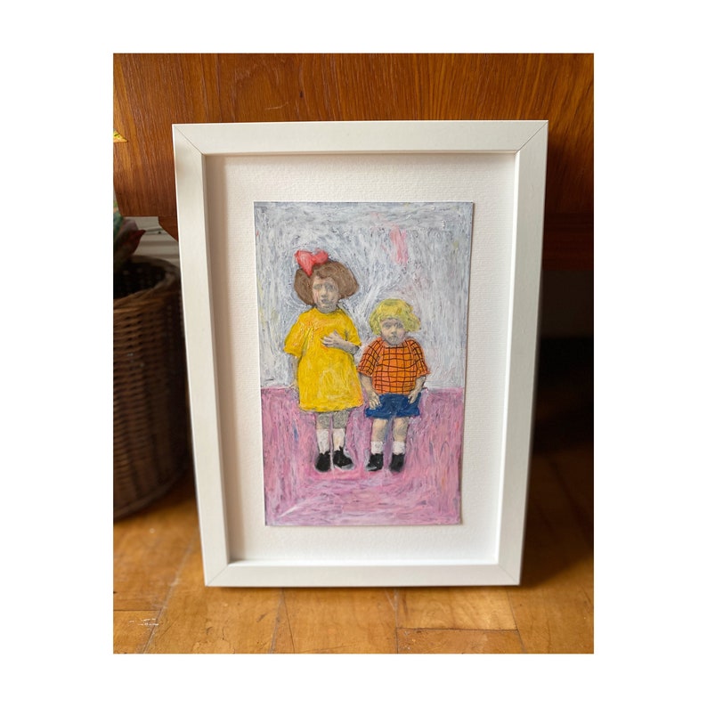 Les Enfants Sont Formidables Original Artwork Oil Pastel on Photo