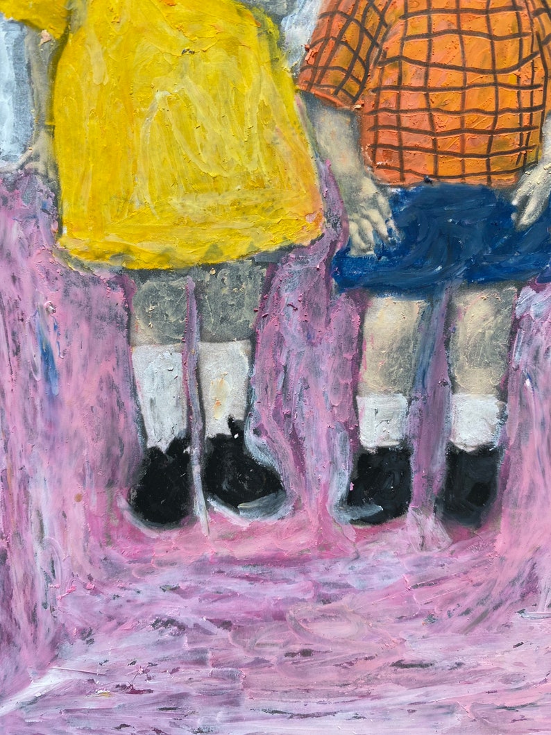 Les Enfants Sont Formidables Original Artwork Oil Pastel on Photo