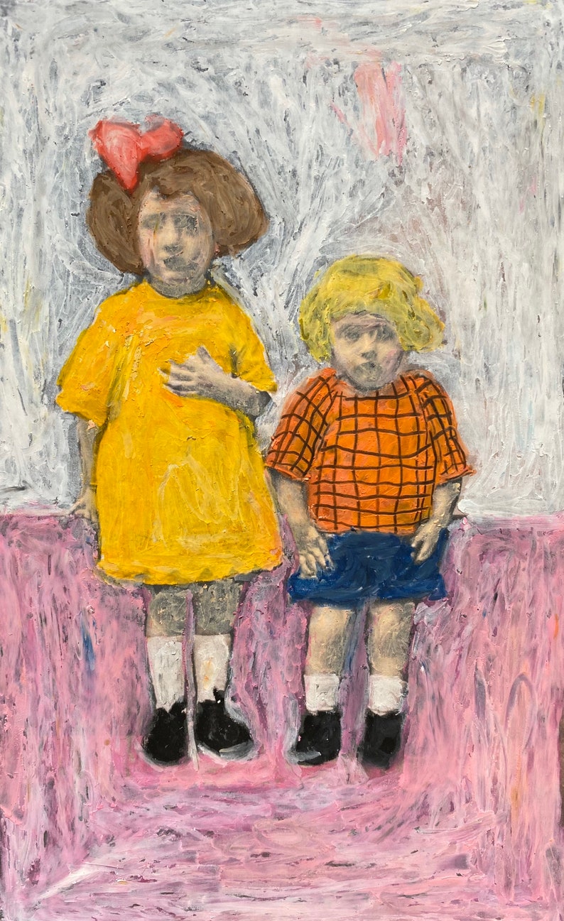 Les Enfants Sont Formidables Original Artwork Oil Pastel on Photo