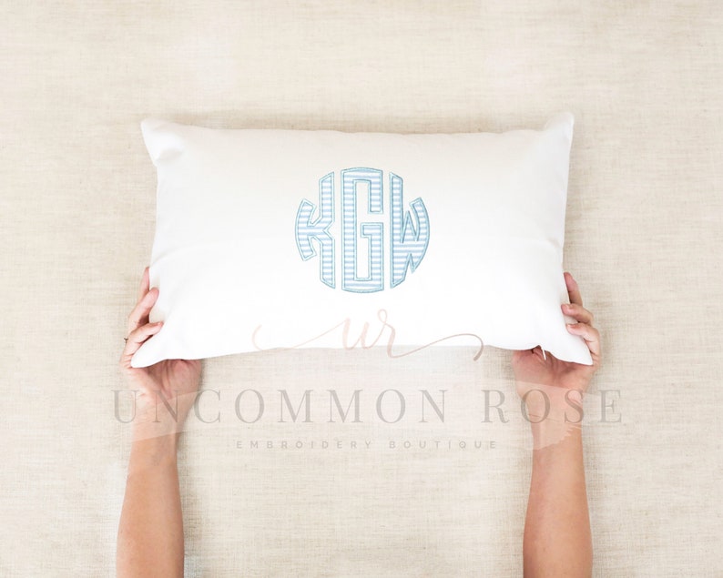 Seersucker Lumbar Monogrammed Pillow Custom Nursery Pillow Etsy