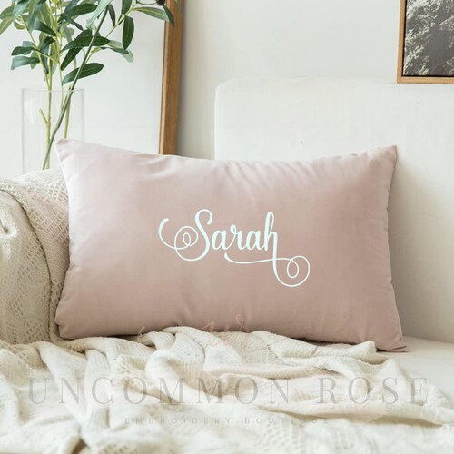 Personalized Lumbar Velvet Nursery Pillow Custom Nursery Etsy