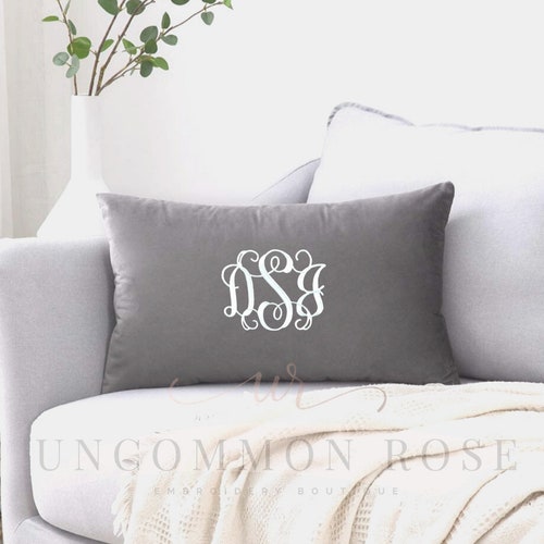 Monogrammed Lumbar Velvet Nursery Pillow Custom Nursery Etsy