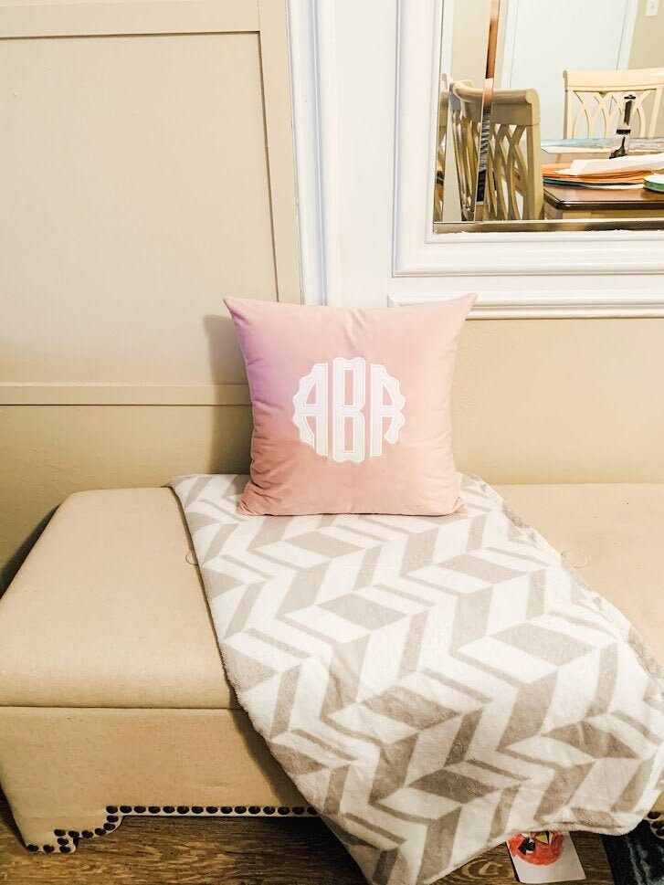 Monogrammed Velvet Nursery Pillow Custom Nursery Pillow Etsy