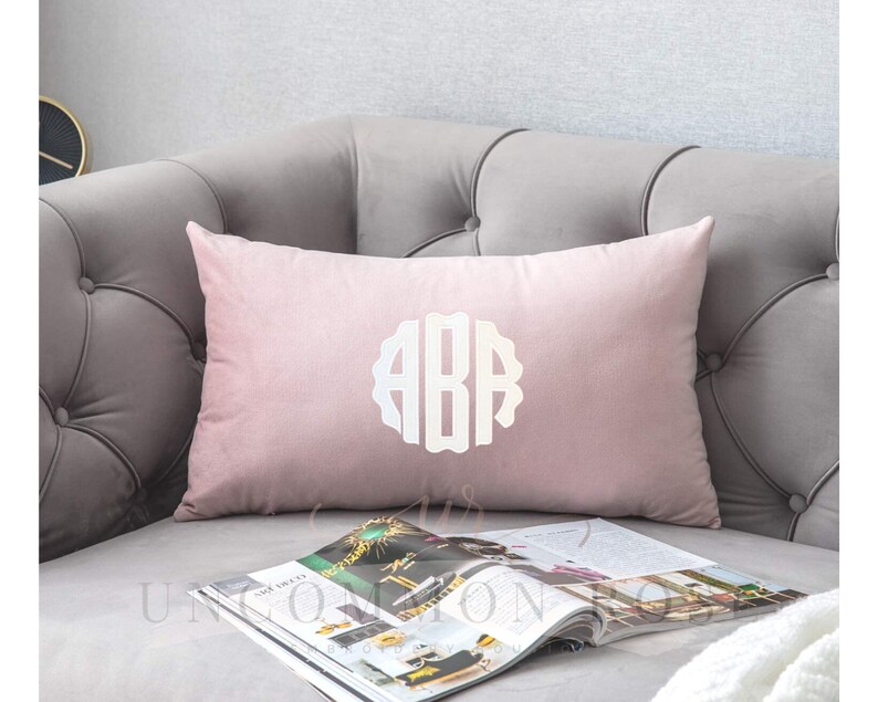 Monogrammed Lumbar Velvet Nursery Pillow Custom Nursery Etsy