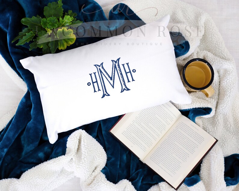Ribbed Lumbar Monogrammed Pillow Custom Dorm Pillow Monogram Etsy