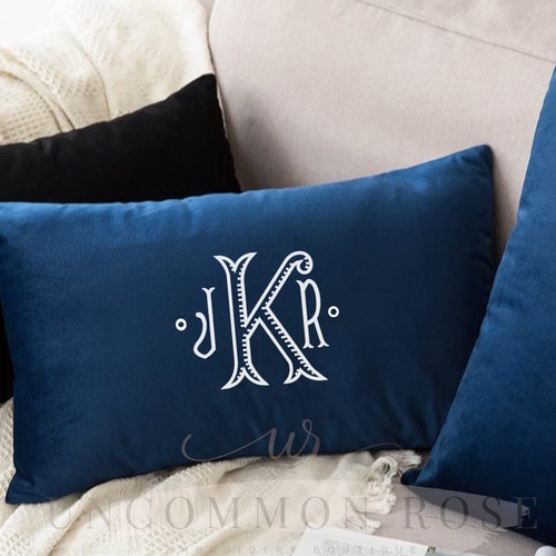Monogrammed Lumbar Velvet Nursery Pillow Custom Nursery Etsy