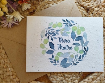 Carte à planter | carte ensemencée Merci Maître