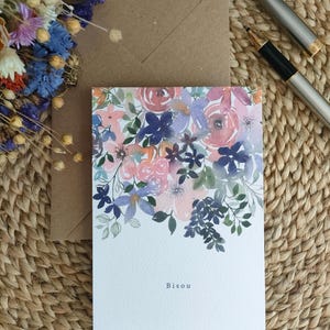 Carte florale Bisou