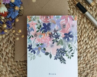 Carte florale Bisou