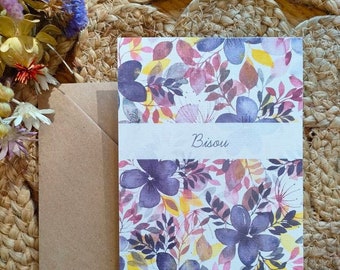 Carte "Bisous" & son enveloppe kraft