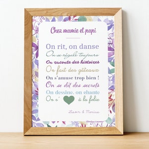 Affiche personnalisable "Chez Mamie et Papi", cadeau pour mamie et papi