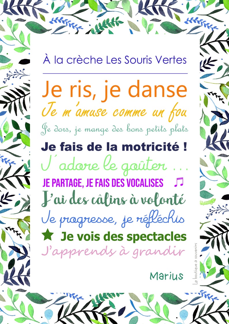 Affiche personnalisable Merci Crèche Etsy