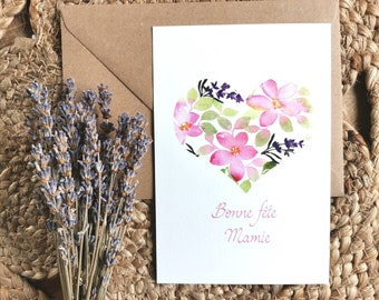 Carte "Bonne fête Mamie" + enveloppe kraft