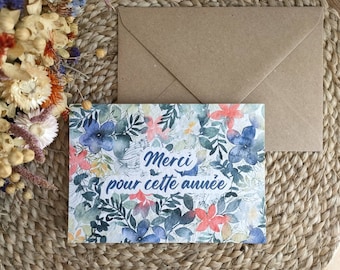 Carte à planter merci pour cette année, cadeau maîtresse, cadeau maître, cadeau école