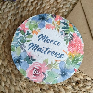 Carte à planter | carte ensemencée Merci maîtresse, cadeau école