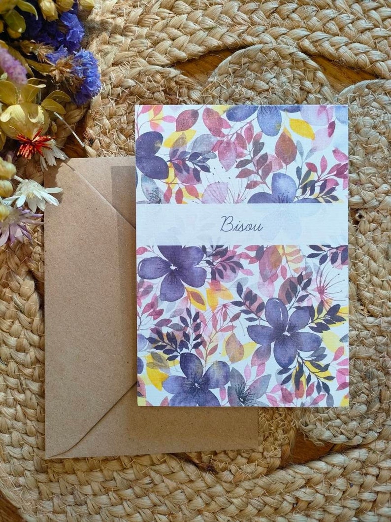 Carte "Bisous" & son enveloppe kraft image 1
