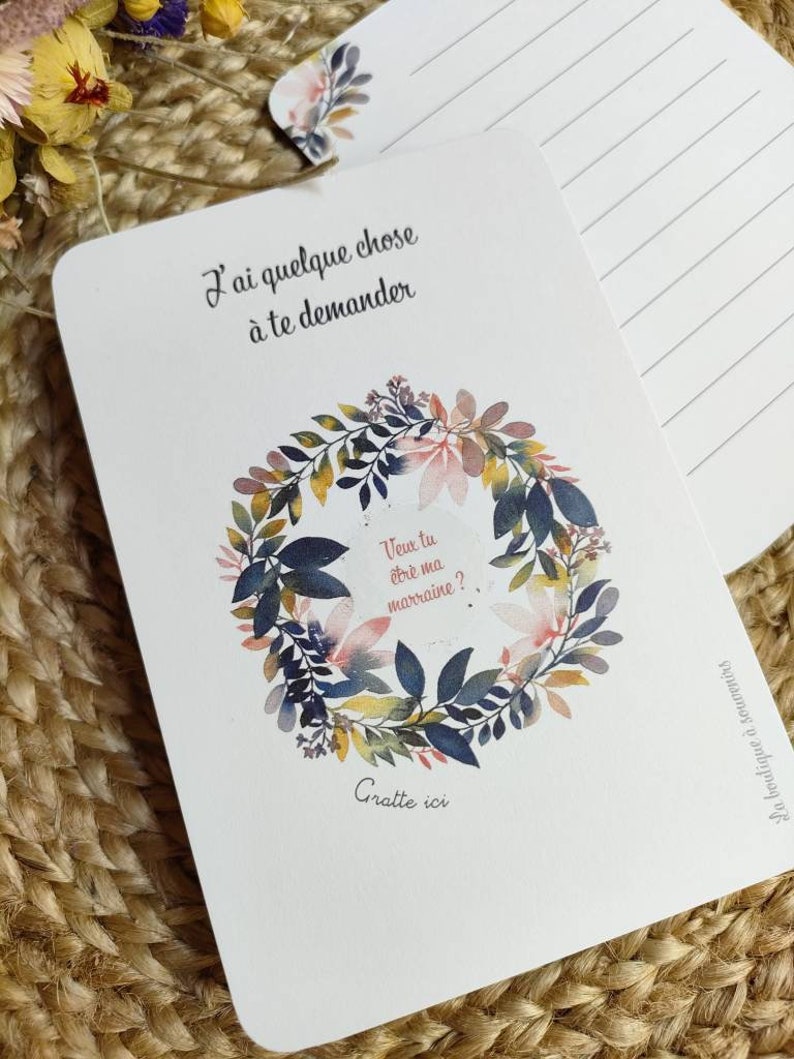 Carte à gratter Veux tu être ma marraine, carte demande marraine, carte surprise marraine image 5