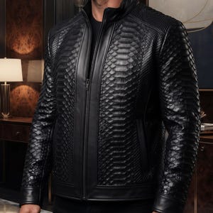Genuine Handmade Men’s Jacket – King Python snakeskin Custom Made, First Class