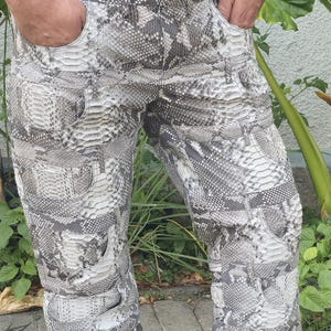 ready pants size XXL  Men's Real Python Snakeskin Pants, Handcrafted Genuine Exotic Leather Trousers with Functional Pockets