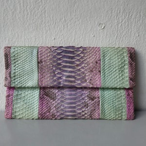 Cartera de piel de serpiente pitón auténtica – Monedero de viaje exótico hecho a mano – Bolso de mano de cuero auténtico
