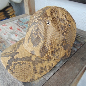 Gorra de piel de serpiente pitón auténtica hecha a mano, lujosa, de alta gama, duradera, de moda, exótica, hecha a mano, piel para el vientre o la espalda, única, elegante, de calidad superior