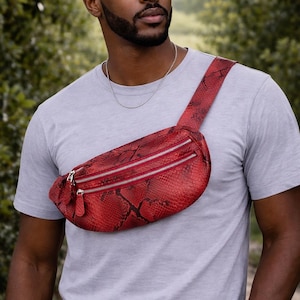 Python Schlangenhaut Gürteltasche - Stylische Schulter Sling für Herren