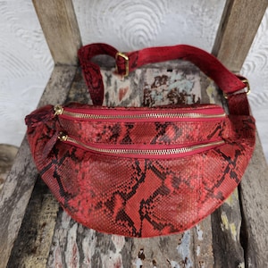 Echte Python Schlangenhaut Gürteltasche - Stylische Schulter Sling für Herren