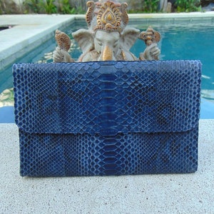 Kleine Clutch/Geldbörse aus Pythonleder | exotische Ledertaschen | handgenähte Damen Geldbörse | mittelgroße Abendunterarmtasche aus Leder