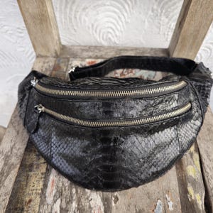 Echte Python Schlangenhaut Gürteltasche - Stylische Schulter Sling für Herren