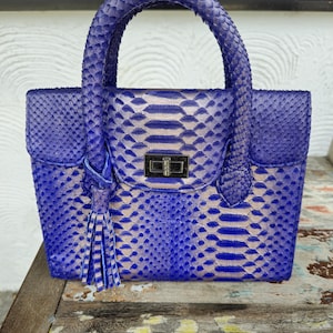 Handgefertigte echte Python Schlangenhaut Tasche Handtasche Handtasche echte Schlangenhaut Tasche echtes Leder Schlangenleder Geldbörse