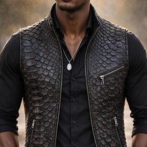 King Snake Skin Men’s Vest – Custom Made, First Class