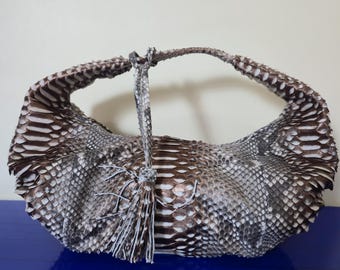 Borsa hobo in pelle di pitone / Elegante borsa tote da donna morbida