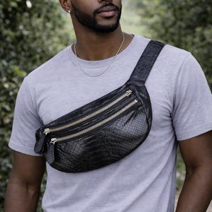 Python-heuptas met slangenleer – stijlvolle schouderriem voor heren