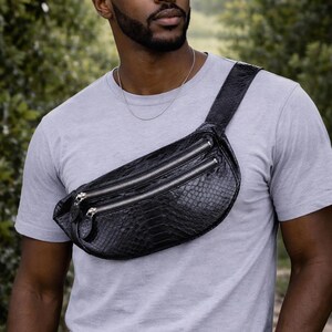 Python-heuptas met slangenleer – stijlvolle schouderriem voor heren