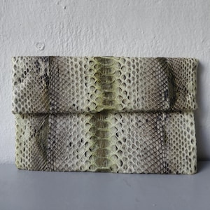 Cartera de piel de serpiente pitón auténtica – Monedero de viaje exótico hecho a mano – Bolso de mano de cuero auténtico