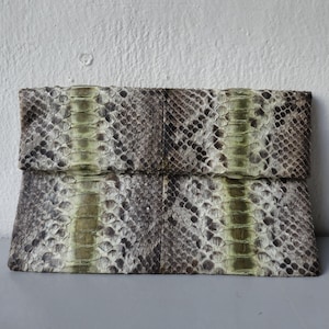 Cartera de piel de serpiente pitón auténtica – Monedero de viaje exótico hecho a mano – Bolso de mano de cuero auténtico