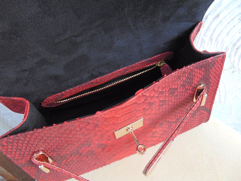 Python Schlangenleder Handtasche: Crossbody Schultertasche Bild 7