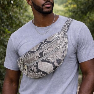 Schlangenhaut Gürteltasche - Stylische Schulter Sling für Herren