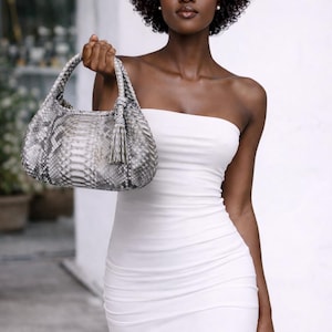 Torba typu hobo z prawdziwej skóry pytona | Elegancka, opadająca torba damska