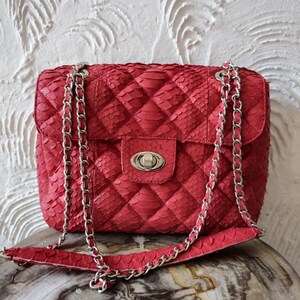 Handgefertigte echte Python Schlangenleder Einkaufstasche Handtasche echte Schlangenhaut Tasche echt Leder Schlangenleder Geldbörse Kreuz Schulter Schlangenleder Geldbörse