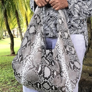 Elegante natürliche Farbe Struktur Python Leder Hobo Bag - Klassische Designer Schulter Geldbörse für Frauen