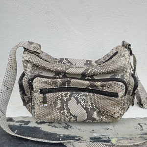 Python Tasche #Schwarz-weiße Tasche #Schlangenledertasche #hobo bag #Ledertasche #Pythontasche #Kürbistasche #Ledertasche #Ledertasche