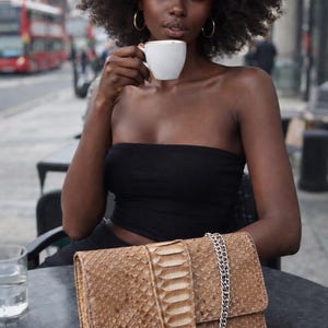 Sac à bandoulière en peau de serpent en python : sac à main en cuir fait main