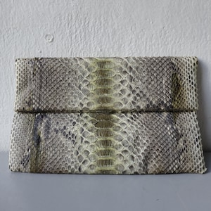 Cartera de piel de serpiente pitón auténtica – Monedero de viaje exótico hecho a mano – Bolso de mano de cuero auténtico