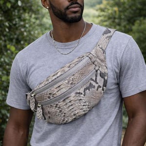 Python Schlangenhaut Gürteltasche - Stylische Schulter Sling für Herren